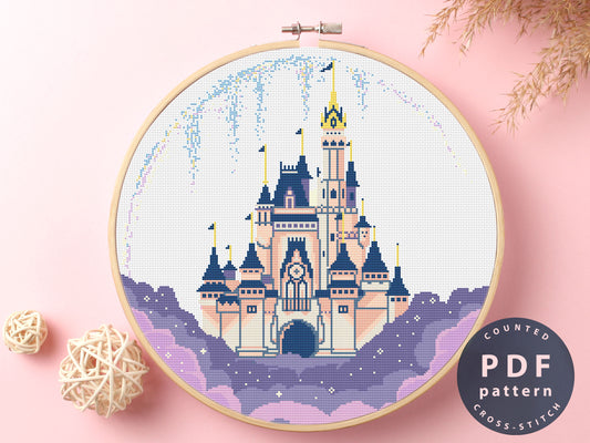 Cinderella Castle Cross Stitch Pattern, Digital Download or Kit